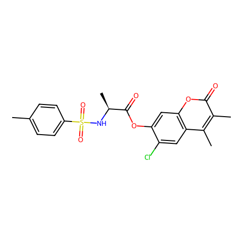 (S)-6-chloro-3,4-dimethyl-2-oxo-2H-chromen-7-yl 2-(4-methylphenylsulfonamido)propanoate structure
