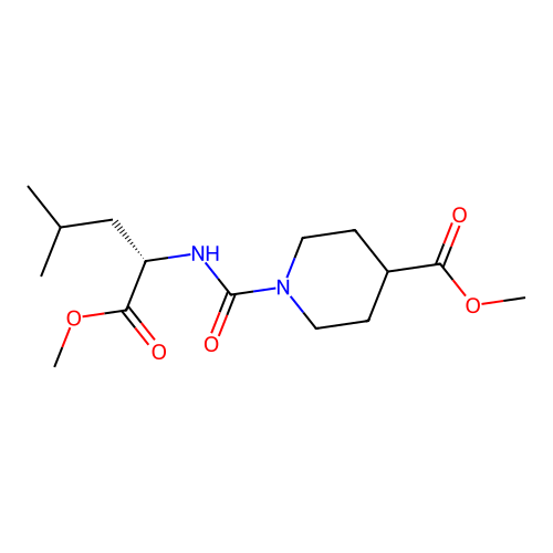 methyl N-{[4-(methoxycarbonyl)piperidin-1-yl]carbonyl}-L-leucinate structure