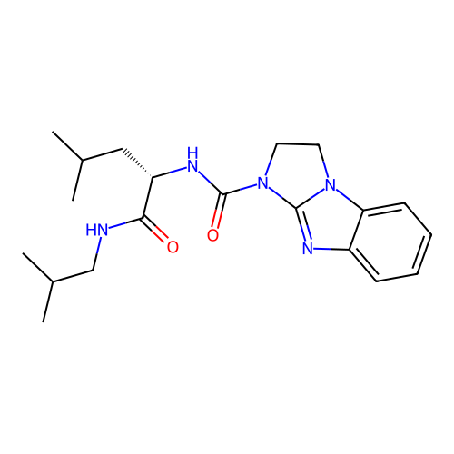(S)-N-(1-(isobutylamino)-4-methyl-1-oxopentan-2-yl)-2,3-dihydro-1H-benzo[d]imidazo[1,2-a]imidazole-1-carboxamide structure