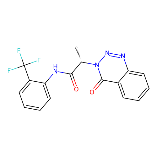 (2S)-2-(4-oxo-1,2,3-benzotriazin-3(4H)-yl)-N-[2-(trifluoromethyl)phenyl]propanamide structure