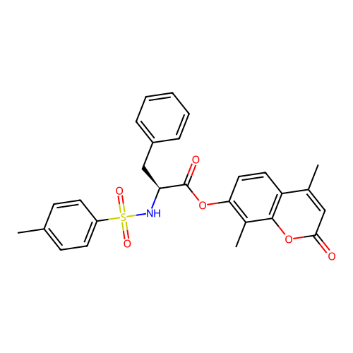 (S)-4,8-dimethyl-2-oxo-2H-chromen-7-yl 2-(4-methylphenylsulfonamido)-3-phenylpropanoate structure