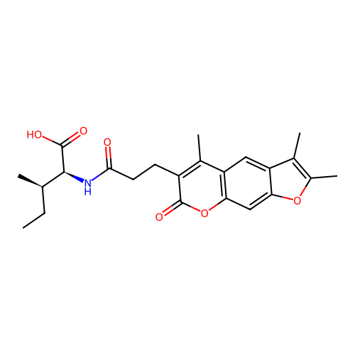 (2S,3R)-3-methyl-2-(3-(2,3,5-trimethyl-7-oxo-7H-furo[3,2-g]chromen-6-yl)propanamido)pentanoic acid structure