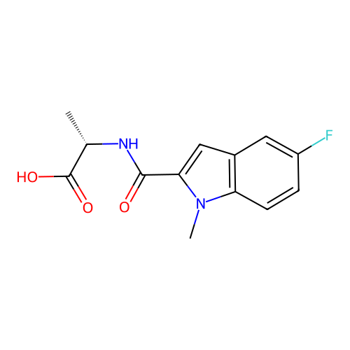 N-[(5-fluoro-1-methyl-1H-indol-2-yl)carbonyl]-L-alanine structure
