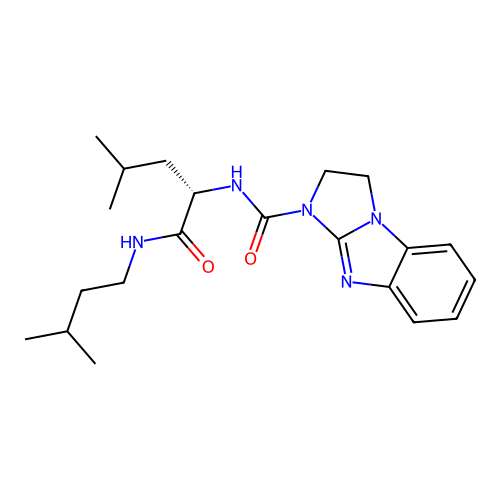 (S)-N-(1-(isopentylamino)-4-methyl-1-oxopentan-2-yl)-2,3-dihydro-1H-benzo[d]imidazo[1,2-a]imidazole-1-carboxamide structure