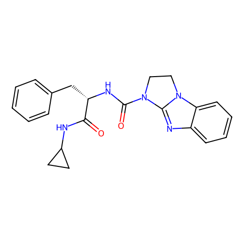 (S)-N-(1-(cyclopropylamino)-1-oxo-3-phenylpropan-2-yl)-2,3-dihydro-1H-benzo[d]imidazo[1,2-a]imidazole-1-carboxamide structure