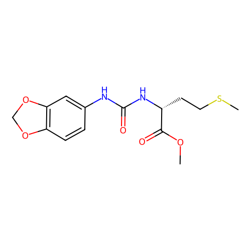 methyl N-(1,3-benzodioxol-5-ylcarbamoyl)-D-methioninate structure