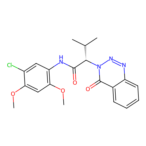 (2S)-N-(5-chloro-2,4-dimethoxyphenyl)-3-methyl-2-(4-oxo-1,2,3-benzotriazin-3(4H)-yl)butanamide structure