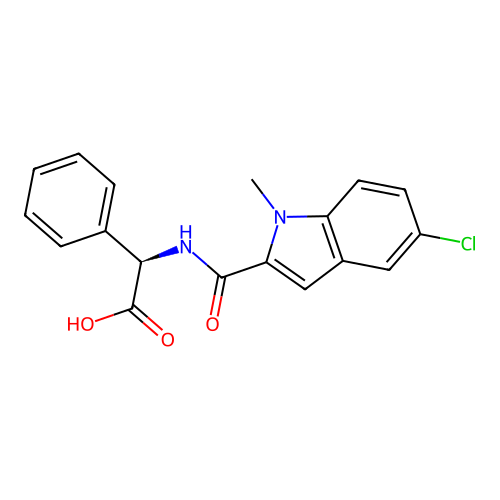 (2R)-{[(5-chloro-1-methyl-1H-indol-2-yl)carbonyl]amino}(phenyl)ethanoic acid structure