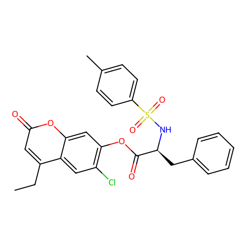 6-chloro-4-ethyl-2-oxo-2H-chromen-7-yl N-[(4-methylphenyl)sulfonyl]-L-phenylalaninate structure