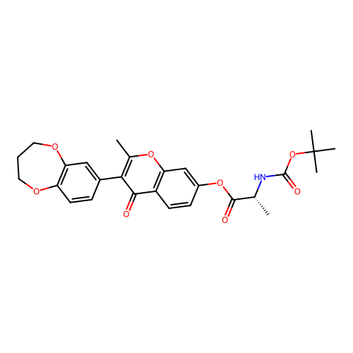 (R)-3-(3,4-dihydro-2H-benzo[b][1,4]dioxepin-7-yl)-2-methyl-4-oxo-4H-chromen-7-yl 2-((tert-butoxycarbonyl)amino)propanoate structure