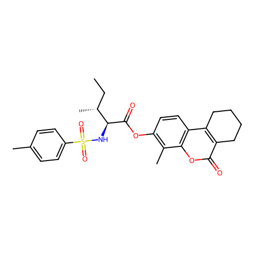 (2S,3R)-4-methyl-6-oxo-7,8,9,10-tetrahydro-6H-benzo[c]chromen-3-yl 3-methyl-2-(4-methylphenylsulfonamido)pentanoate structure