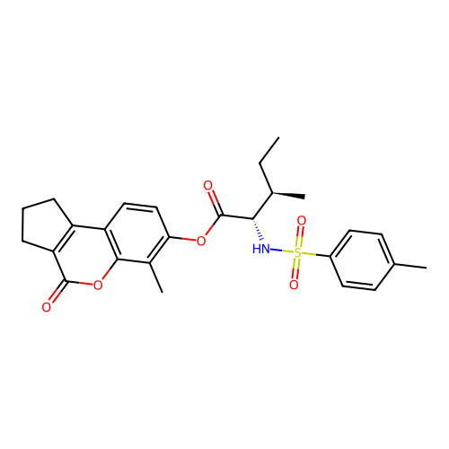 (2S,3R)-6-methyl-4-oxo-1,2,3,4-tetrahydrocyclopenta[c]chromen-7-yl 3-methyl-2-(4-methylphenylsulfonamido)pentanoate structure