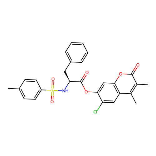 6-chloro-3,4-dimethyl-2-oxo-2H-chromen-7-yl N-[(4-methylphenyl)sulfonyl]-L-phenylalaninate structure