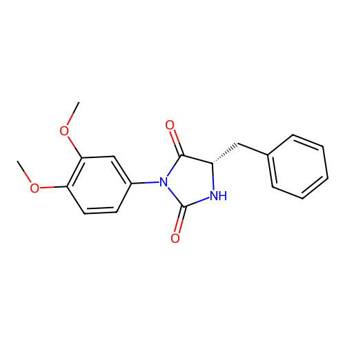 (5S)-5-benzyl-3-(3,4-dimethoxyphenyl)imidazolidine-2,4-dione structure
