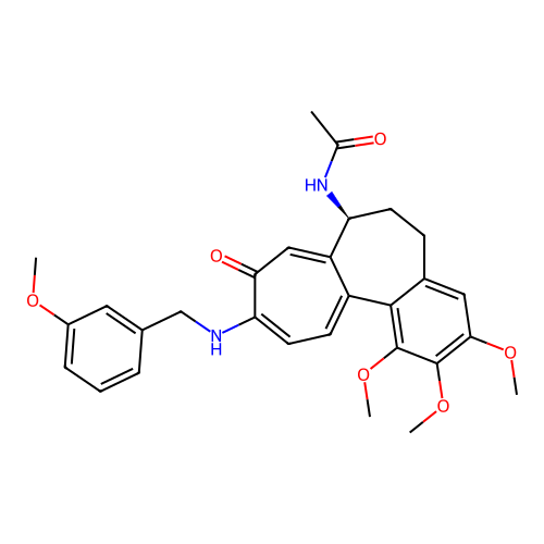 (S)-N-(1,2,3-trimethoxy-10-((3-methoxybenzyl)amino)-9-oxo-5,6,7,9-tetrahydrobenzo[a]heptalen-7-yl)acetamide structure