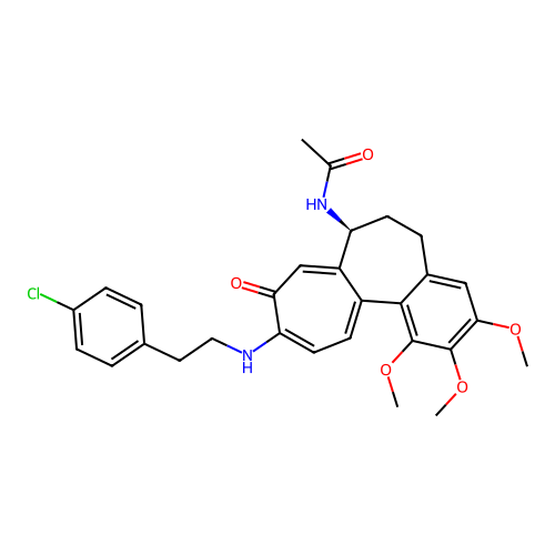 (S)-N-(10-((4-chlorophenethyl)amino)-1,2,3-trimethoxy-9-oxo-5,6,7,9-tetrahydrobenzo[a]heptalen-7-yl)acetamide structure