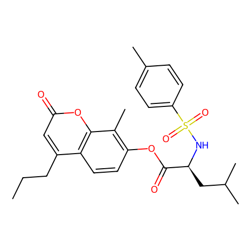 8-methyl-2-oxo-4-propyl-2H-chromen-7-yl N-[(4-methylphenyl)sulfonyl]-L-leucinate structure
