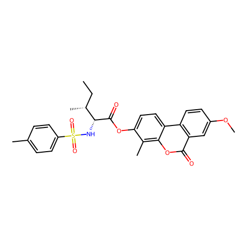 (8-methoxy-4-methyl-6-oxobenzo[c]chromen-3-yl) (2R,3R)-3-methyl-2-[(4-methylphenyl)sulfonylamino]pentanoate structure