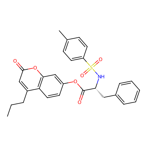(2-oxo-4-propylchromen-7-yl) (2R)-2-[(4-methylphenyl)sulfonylamino]-3-phenylpropanoate structure