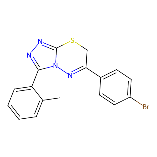 6-(4-bromophenyl)-3-(2-methylphenyl)-7H-[1,2,4]triazolo[3,4-b][1,3,4]thiadiazine structure