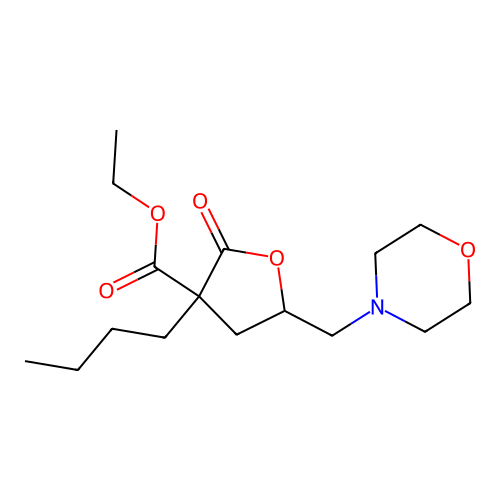 3-Butyl-5-(4-morpholinylmethyl)-2-oxo-3-oxolanecarboxylic acid ethyl ester structure