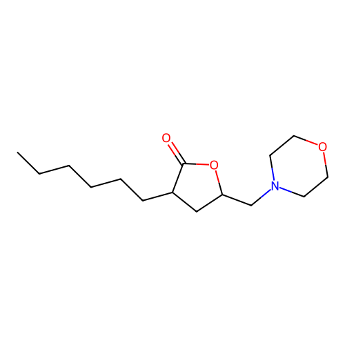 3-hexyl-5-(morpholinomethyl)dihydrofuran-2(3H)-one structure