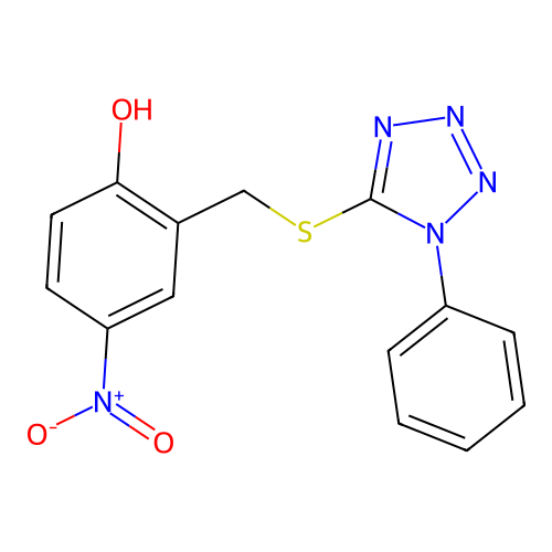 4-nitro-2-{[(1-phenyl-1H-tetrazol-5-yl)sulfanyl]methyl}phenol structure