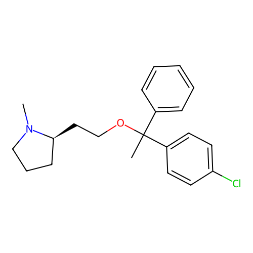 (2R)-2-{2-[1-(4-chlorophenyl)-1-phenylethoxy]ethyl}-1-methylpyrrolidine structure