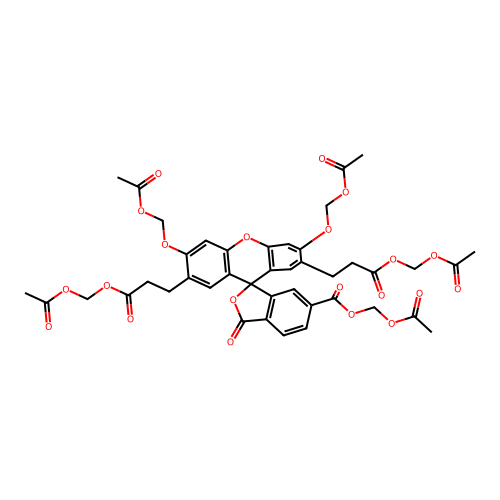2',7'-bis(2-Carboxyethyl)-5(6)-carboxyfluorescein tetrakis-(acetoxymethyl) ester structure