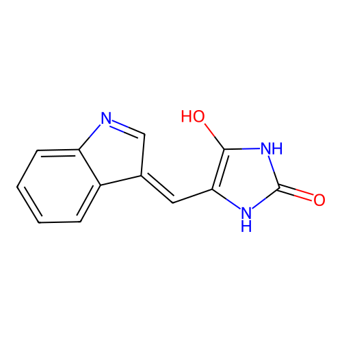 5-(3-indolylmethylene)hydantoin structure