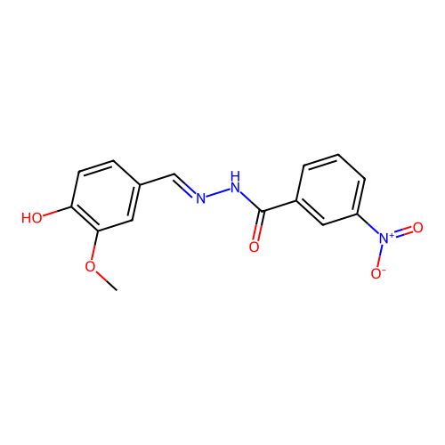 N-[(4-hydroxy-3-methoxyphenyl)methylideneamino]-3-nitrobenzamide structure
