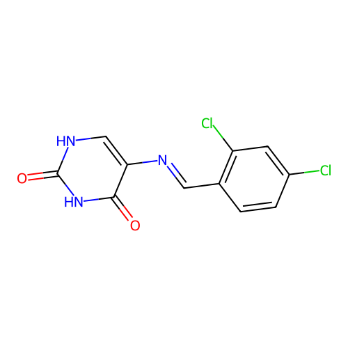 5-{[(E)-(2,4-dichlorophenyl)methylidene]amino}pyrimidine-2,4(1H,3H)-dione structure