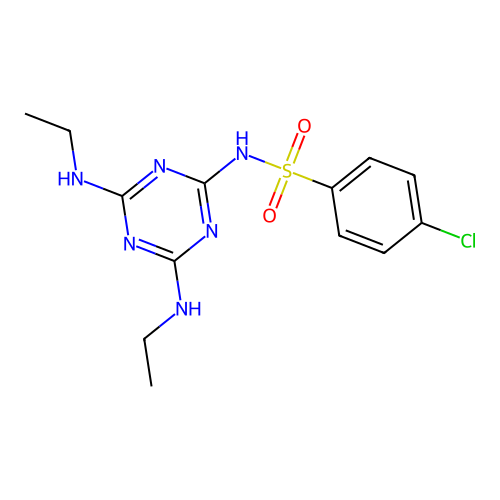 N-[4,6-bis(ethylamino)-1,3,5-triazin-2-yl]-4-chlorobenzenesulfonamide structure
