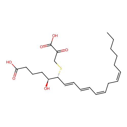 5-Hydroxy-6-(2-keto-3-thiopropionyl)-7,9,11,14-eicosatetraenoic acid structure