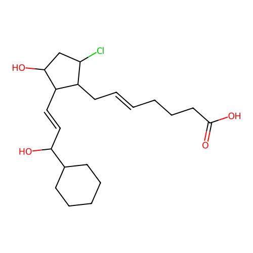 9-Chloro-15-cyclohexyl-11,15-dihydroxypentanor-5,13-prostadienoic acid structure