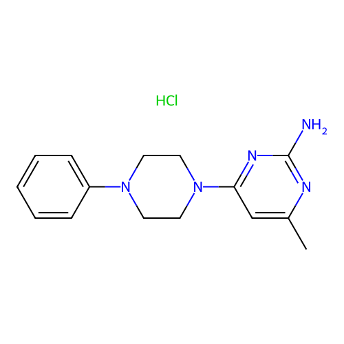 4-Methyl-6-(4-phenylpiperazinyl)pyrimidine-2-ylamine, hydrochloride structure