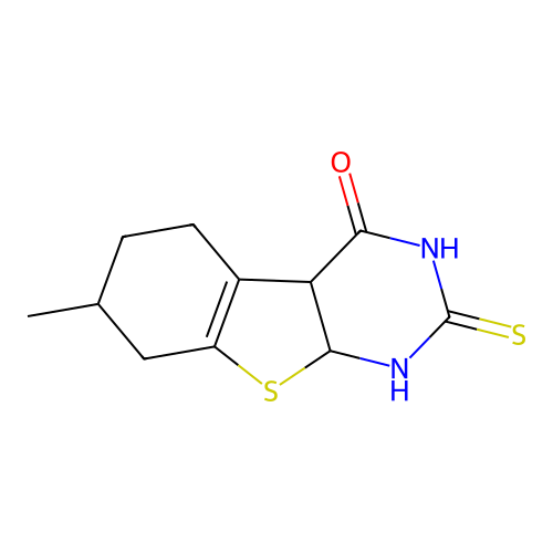 7-methyl-2-sulfanyl-4a,5,6,7,8,9a-hexahydro[1]benzothieno[2,3-d]pyrimidin-4(3H)-one structure