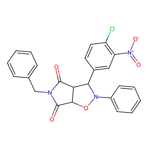3-benzyl-8-(4-chloro-3-nitro-phenyl)-7-phenyl-6-oxa-3,7-diazabicyclo[3.3.0]octane-2,4-dione structure