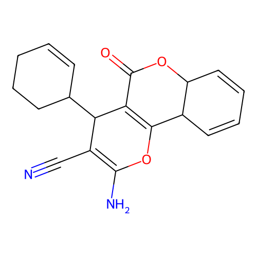 2-amino-4-(cyclohex-2-en-1-yl)-5-oxo-4,5,6a,10a-tetrahydropyrano[3,2-c]chromene-3-carbonitrile structure