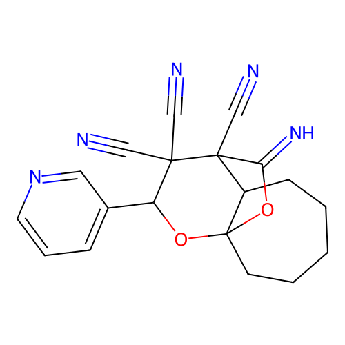 11-IMINO-2-(3-PYRIDINYL)HEXAHYDRO-2H-9A,4-(EPOXYMETHANO)CYCLOHEPTA[B]PYRAN-3,3,4-TRICARBONITRILE structure