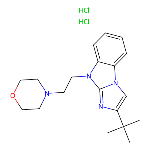 4-[2-(2-tert-butylimidazo[1,2-a]benzimidazol-4-yl)ethyl]morpholine dihydrochloride structure