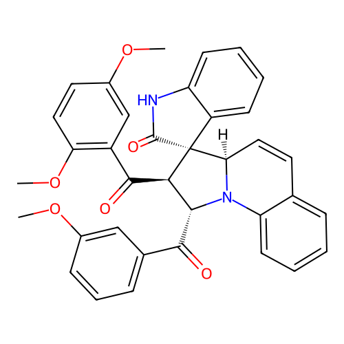 (1'S,2'S,3R,3'aR)-2'-(2,5-dimethoxybenzoyl)-1'-(3-methoxybenzoyl)spiro[1H-indole-3,3'-2,3a-dihydro-1H-pyrrolo[1,2-a]quinoline]-2-one structure