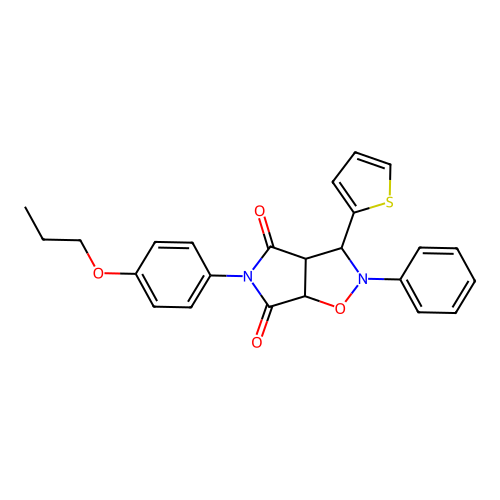 2-phenyl-5-(4-propoxyphenyl)-3-(thiophen-2-yl)dihydro-2H-pyrrolo[3,4-d][1,2]oxazole-4,6(3H,5H)-dione structure