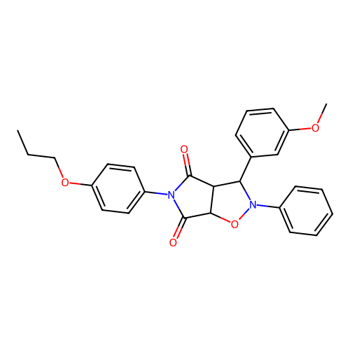 3-(3-methoxyphenyl)-2-phenyl-5-(4-propoxyphenyl)-3a,6a-dihydro-3H-pyrrolo[3,4-d][1,2]oxazole-4,6-dione structure