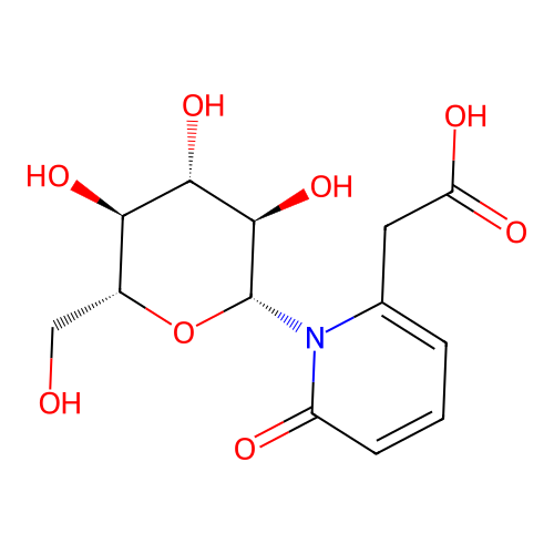 1-glucopyranosylpyrid-2(1H)-one-6-acetic acid structure