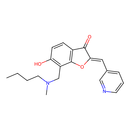 7-[(butyl-methyl-amino)methyl]-6-hydroxy-2-(pyridin-3-ylmethylidene)benzofuran-3-one structure
