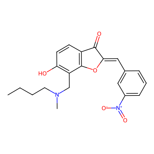 (Z)-7-((butyl(methyl)amino)methyl)-6-hydroxy-2-(3-nitrobenzylidene)benzofuran-3(2H)-one structure