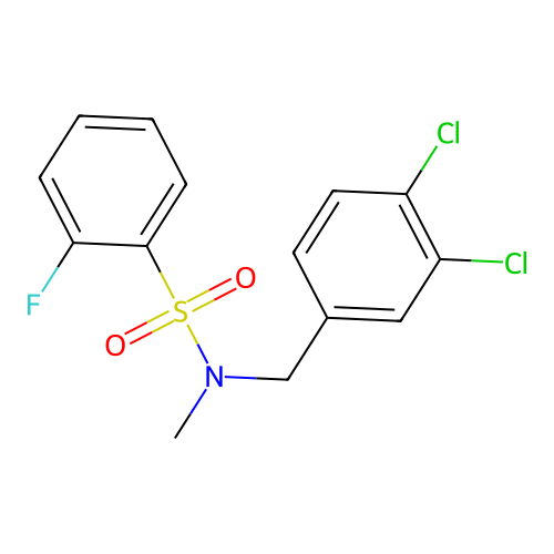N-[(3,4-dichlorophenyl)methyl]-2-fluoro-N-methylbenzenesulfonamide structure