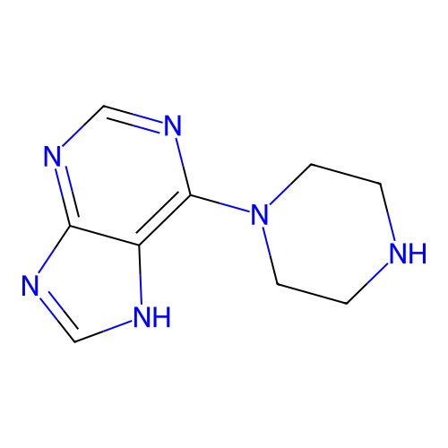 6-(piperazin-1-yl)-9H-purine structure