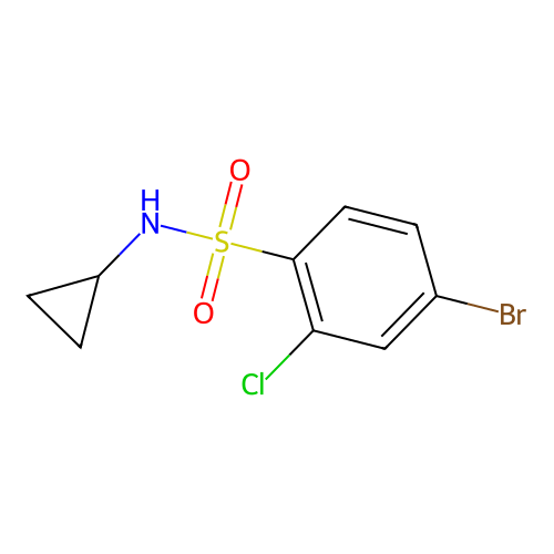 4-bromo-2-chloro-N-cyclopropylbenzenesulfonamide structure